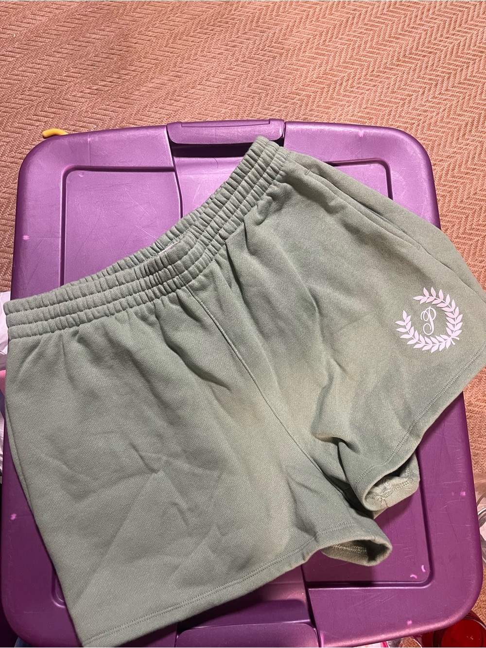 PINK Victoria's Secret Olive Green Athletic Drawstring Shorts